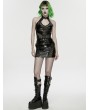 Punk Rave Black Gothic Punk Mesh Spliced Glossy Patent Leather Mini Skirt