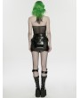 Punk Rave Black Gothic Punk Mesh Spliced Glossy Patent Leather Mini Skirt