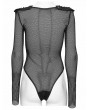 Punk Rave Black Gothic Cyberpunk Armor Shoulder Perspective T-Shirt for Women