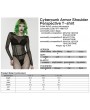 Punk Rave Black Gothic Cyberpunk Armor Shoulder Perspective T-Shirt for Women