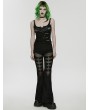 Punk Rave Black Gothic Punk Mesh Spliced Flared Pants for Women