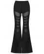 Punk Rave Black Gothic Punk Mesh Spliced Flared Pants for Women