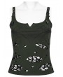 Punk Rave Black and Green Gothic Punk Spider Web Tattered Vest Top for Women