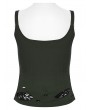 Punk Rave Black and Green Gothic Punk Spider Web Tattered Vest Top for Women