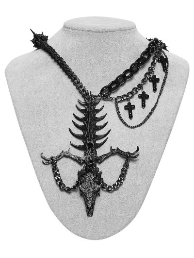 Punk Rave Black Gothic Punk Devil Dragon Bone Necklace