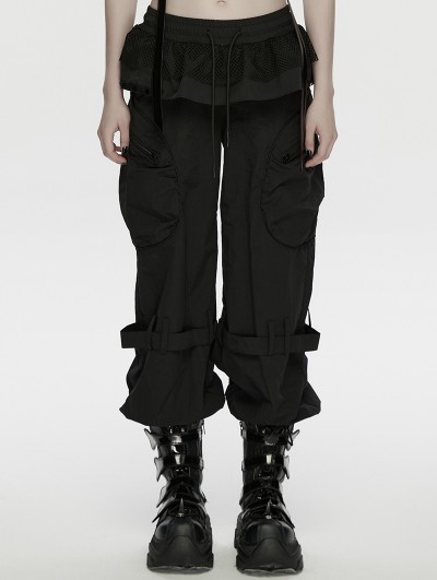 Punk Rave Black Gothic Punk Loose Cuffed Cargo Pants for Women