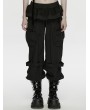 Punk Rave Black Gothic Punk Loose Cuffed Cargo Pants for Women