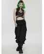 Punk Rave Black Gothic Punk Loose Cuffed Cargo Pants for Women