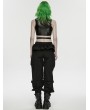 Punk Rave Black Gothic Punk Loose Cuffed Cargo Pants for Women