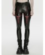 Punk Rave Black and Red Gothic Cyberpunk Mesh Panel Leather Leggings for Women