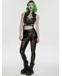 Punk Rave Black and Red Gothic Cyberpunk Mesh Panel Leather Leggings for Women
