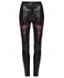 Punk Rave Black and Red Gothic Cyberpunk Mesh Panel Leather Leggings for Women