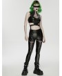 Punk Rave Black Gothic Cyberpunk Mesh Panel Leather Leggings for Women
