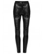Punk Rave Black Gothic Cyberpunk Mesh Panel Leather Leggings for Women