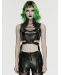 Punk Rave Black Gothic Cyberpunk Buckled Cutout Top for Women