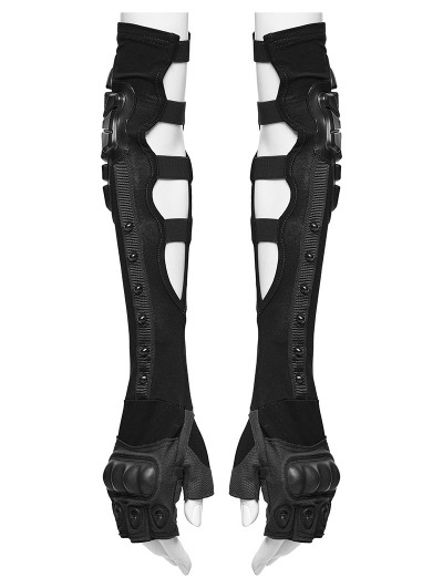 Punk Rave Black Gothic Cyberpunk Cutout Fingerless Gloves