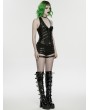 Punk Rave Black Gothic Punk Studded Halter Neck Vest for Women