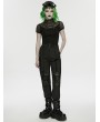 Punk Rave Black Gothic Punk Mesh Spliced Stand Up Collar T-Shirt for Women