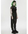 Punk Rave Black Gothic Punk Mesh Spliced Stand Up Collar T-Shirt for Women