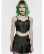 Punk Rave Black and Green Gothic Cyberpunk Corset Top for Women