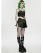 Punk Rave Black and Green Gothic Cyberpunk Corset Top for Women