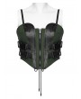 Punk Rave Black and Green Gothic Cyberpunk Corset Top for Women