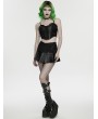 Punk Rave Black Gothic Cyberpunk Asymmetrical One-Piece Pleated Short Skirt