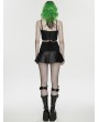Punk Rave Black Gothic Cyberpunk Asymmetrical One-Piece Pleated Short Skirt