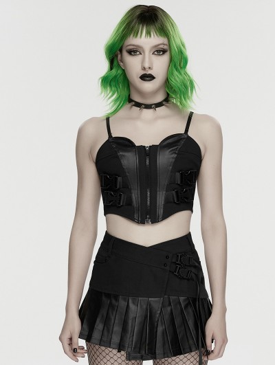 Punk Rave Black Gothic Cyberpunk Corset Top for Women