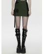 Punk Rave Black and Green Gothic Cyberpunk Asymmetrical Bodycon Short Skirt