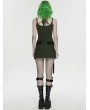 Punk Rave Black and Green Gothic Cyberpunk Asymmetrical Bodycon Short Skirt