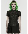 Punk Rave Black Gothic Punk Personality Mesh Spliced Short Sleeve Shirt for Women