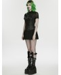 Punk Rave Black Gothic Punk Personality Mesh Spliced Short Sleeve Shirt for Women