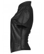 Punk Rave Black Gothic Punk Personality Mesh Spliced Short Sleeve Shirt for Women