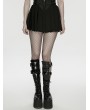 Punk Rave Black Gothic Cyberpunk Zip Front Pleated Short Skirt