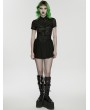Punk Rave Black Gothic Cyberpunk Zip Front Pleated Short Skirt