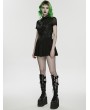Punk Rave Black Gothic Cyberpunk Zip Front Pleated Short Skirt