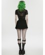 Punk Rave Black Gothic Cyberpunk Zip Front Pleated Short Skirt