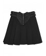 Punk Rave Black Gothic Cyberpunk Zip Front Pleated Short Skirt