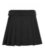 Punk Rave Black Gothic Cyberpunk Zip Front Pleated Short Skirt