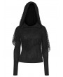 Punk Rave Black Wasteland Punk Gothic Hooded Long Sleeve T-Shirt for Women