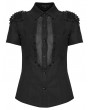 Punk Rave Black Sexy Gothic Punk Handsome Short Sleeve Shirt for Women