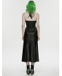 Punk Rave Black Gothic Cyberpunk Zipper Split Halter Long Dress