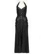 Punk Rave Black Gothic Cyberpunk Zipper Split Halter Long Dress