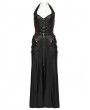 Punk Rave Black and Red Gothic Cyberpunk Zipper Split Halter Long Dress