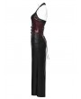 Punk Rave Black and Red Gothic Cyberpunk Zipper Split Halter Long Dress