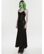 Punk Rave Black Gothic Punk Mesh Slip Fishtail Maxi Dress