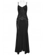 Punk Rave Black Gothic Punk Mesh Slip Fishtail Maxi Dress