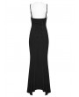 Punk Rave Black Gothic Punk Mesh Slip Fishtail Maxi Dress
