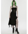 Punk Rave Black Sexy Gothic Punk Halter Irregular Ruffled Dress